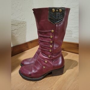 Rare A.S.98 Women's Burgundy Leather Mid Calf Boots 37